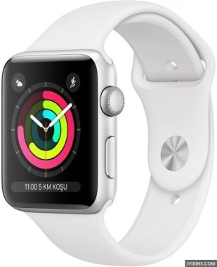 Apple Watch Series 3 GPS Gümüş Rengi Alüminyum Kasa ve Beyaz Spor Kordon